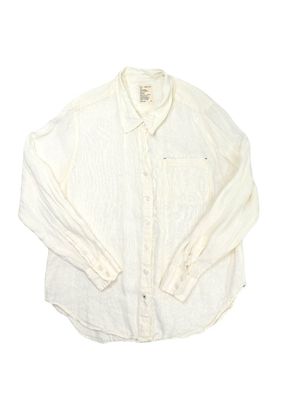 For Days Linen Button Front Long Sleeve Shirt in White